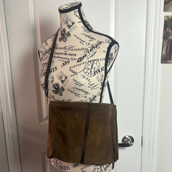 Handbags - Brown Suede Medium Shoulder Bag
